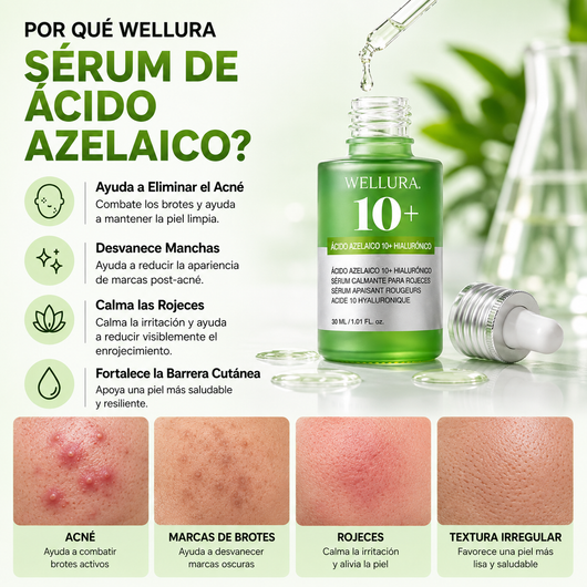 Wellura Serum Ácido Azelaico e Hialurónico, 30ml