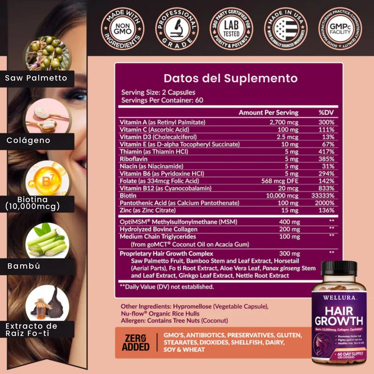 Vitaminas para el Crecimiento del Cabello
