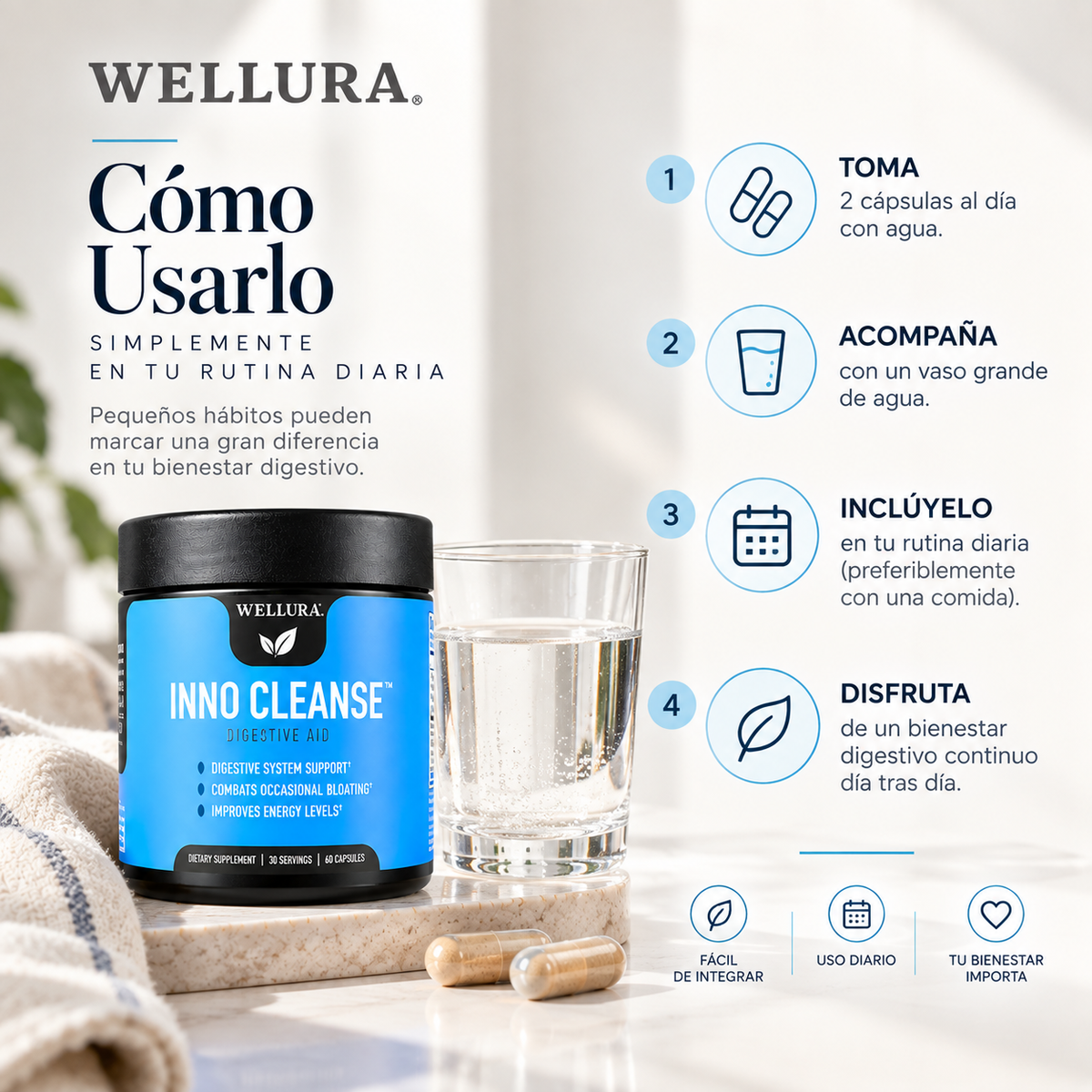 Wellura Inno Cleanse – Desintoxicación Natural de 14 Días para el Intestino, Suplemento Digestivo Sin Gluten