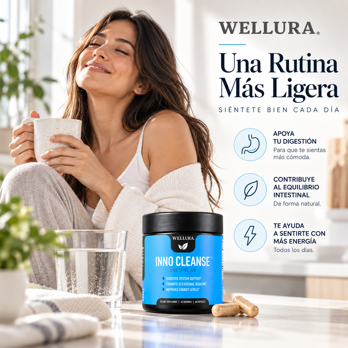 Wellura Inno Cleanse – Desintoxicación Natural de 14 Días para el Intestino, Suplemento Digestivo Sin Gluten