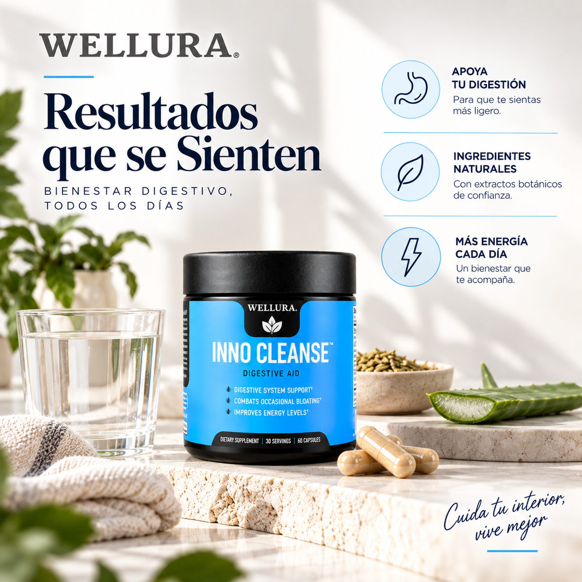 Wellura Inno Cleanse – Desintoxicación Natural de 14 Días para el Intestino, Suplemento Digestivo Sin Gluten