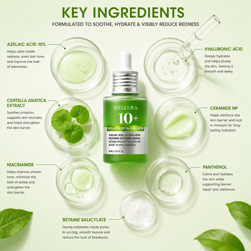 Wellura Serum Ácido Azelaico e Hialurónico, 30ml
