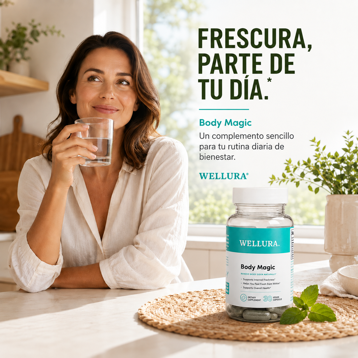 WELLURA® Body Magic — Cápsulas de Clorofila Antiolor y Desintoxicantes