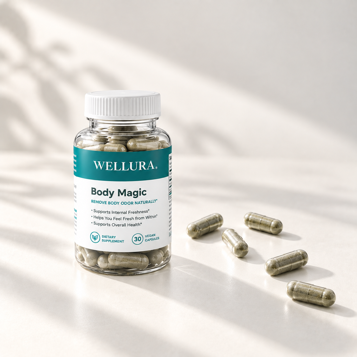WELLURA® Body Magic — Cápsulas de Clorofila Antiolor y Desintoxicantes
